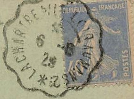 Railway / Tramway cancellations of La Sarthe : Courrier-Convoyeur-Ligne La Chartre-s/le Loir au Mans 2⁰ 1929